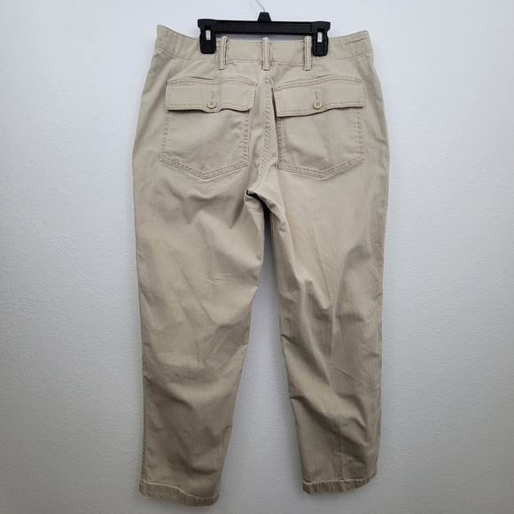 Lands' End Tan Mid Rise Straight Leg Pants With Stripe Detail Size 10 - Picture 6 of 10